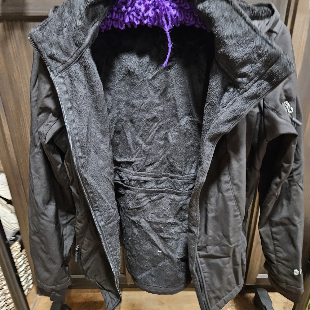 Free Country Black Jacket with Furry Lining And Hood.